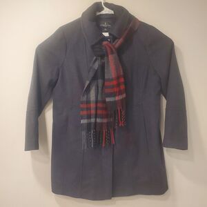 London Fog Women’s Short Wool Coat with Matching Scarf - Size XL